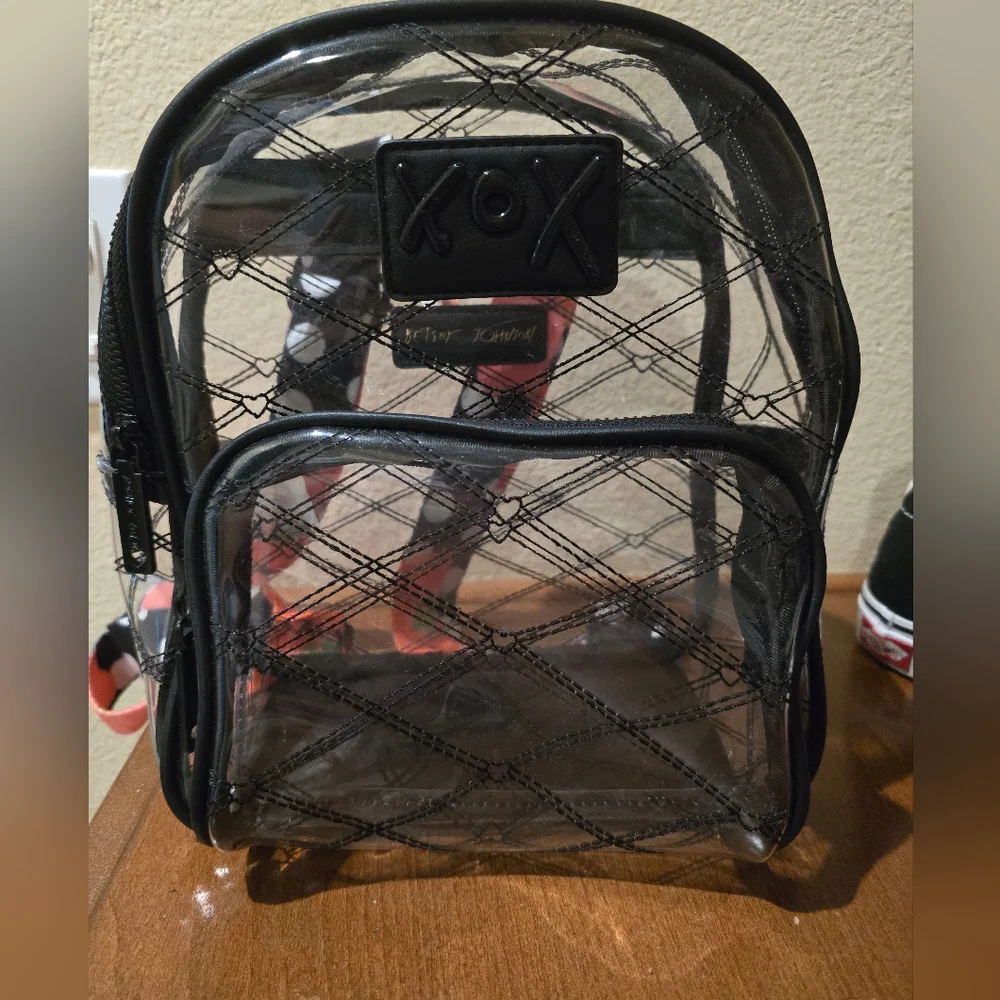 XOXO Betsy Clear Black Mini Backpack - Picture 1 of 6